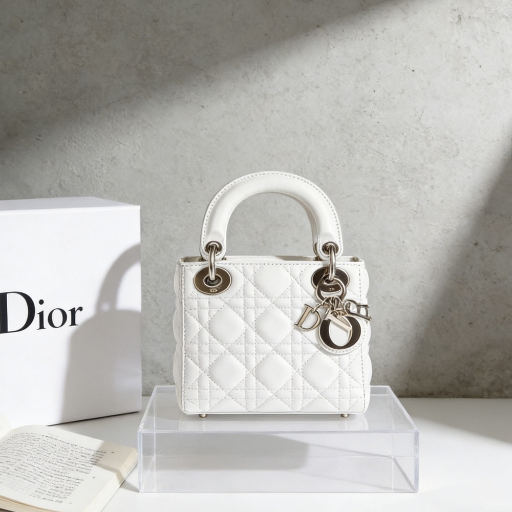 Mini Lady Dior Bag White Cannage Lambskin